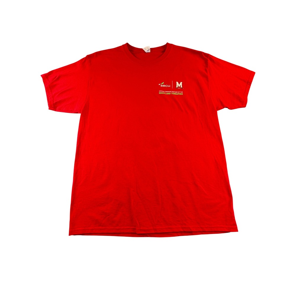 Jerzees Maryland Terrapins SECU Red T-Shirt Mens Large Terps Origami Turtle
